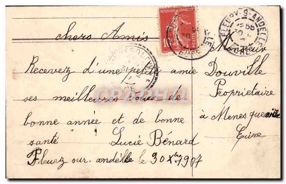 CPA Fantaisie Fleurs Fer a cheval — Rückseite