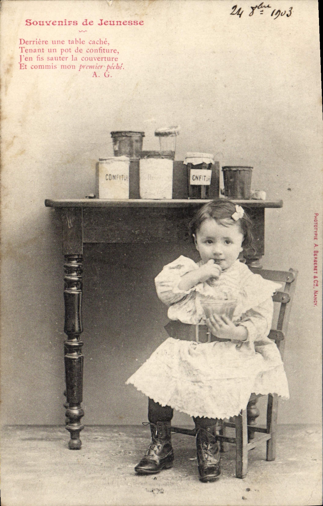 CPA Fantaisie Enfant Souvenir de jeunesse Confiture