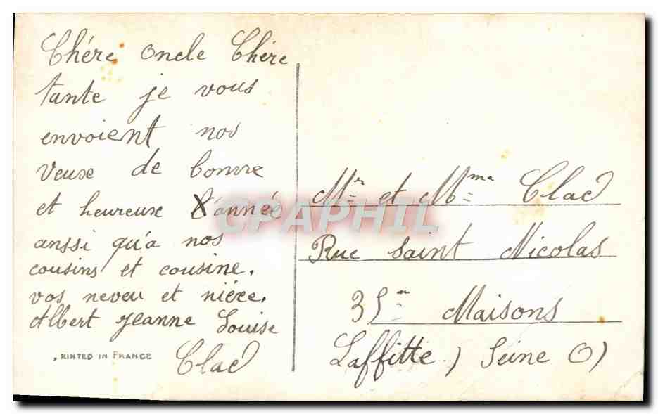 CPA Fantaisie Enfants — Rückseite