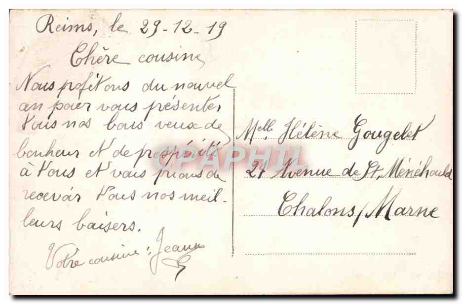 Junge Frau in grünem Kleid und Pelzschal — Frohe Weihnachten — Serie 3232, Verlag S. (Logo S) — Ref. 3232 — Rückseite