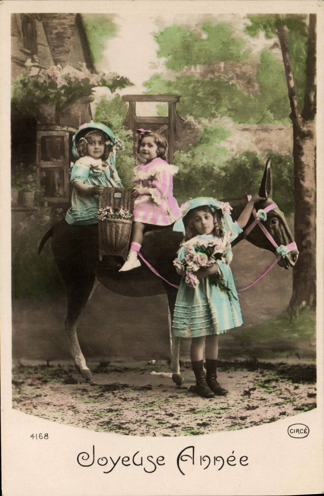 CPA Fantaisie Enfants Ane Mule 