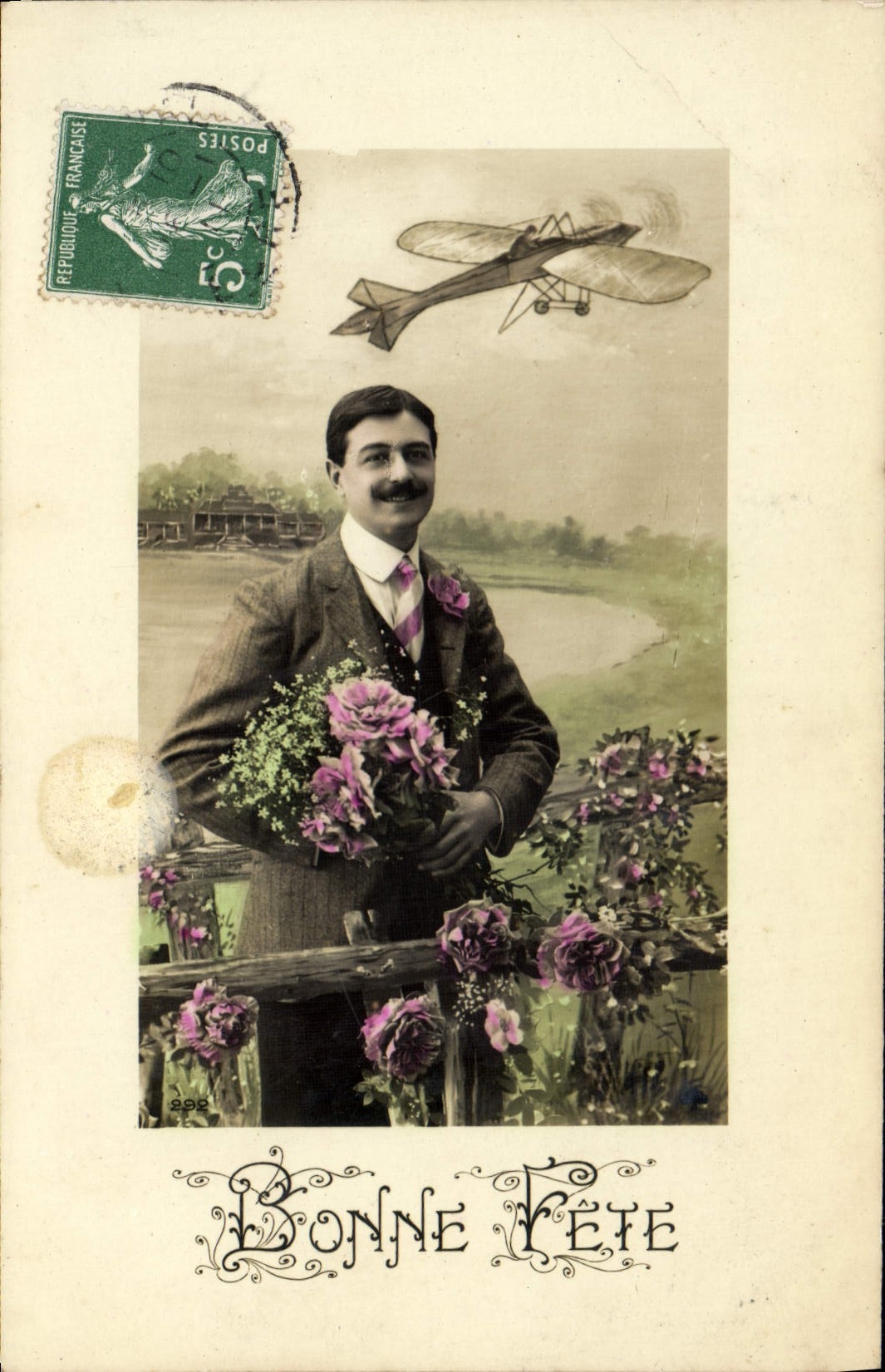 CPA Fantaisie Homme Avion