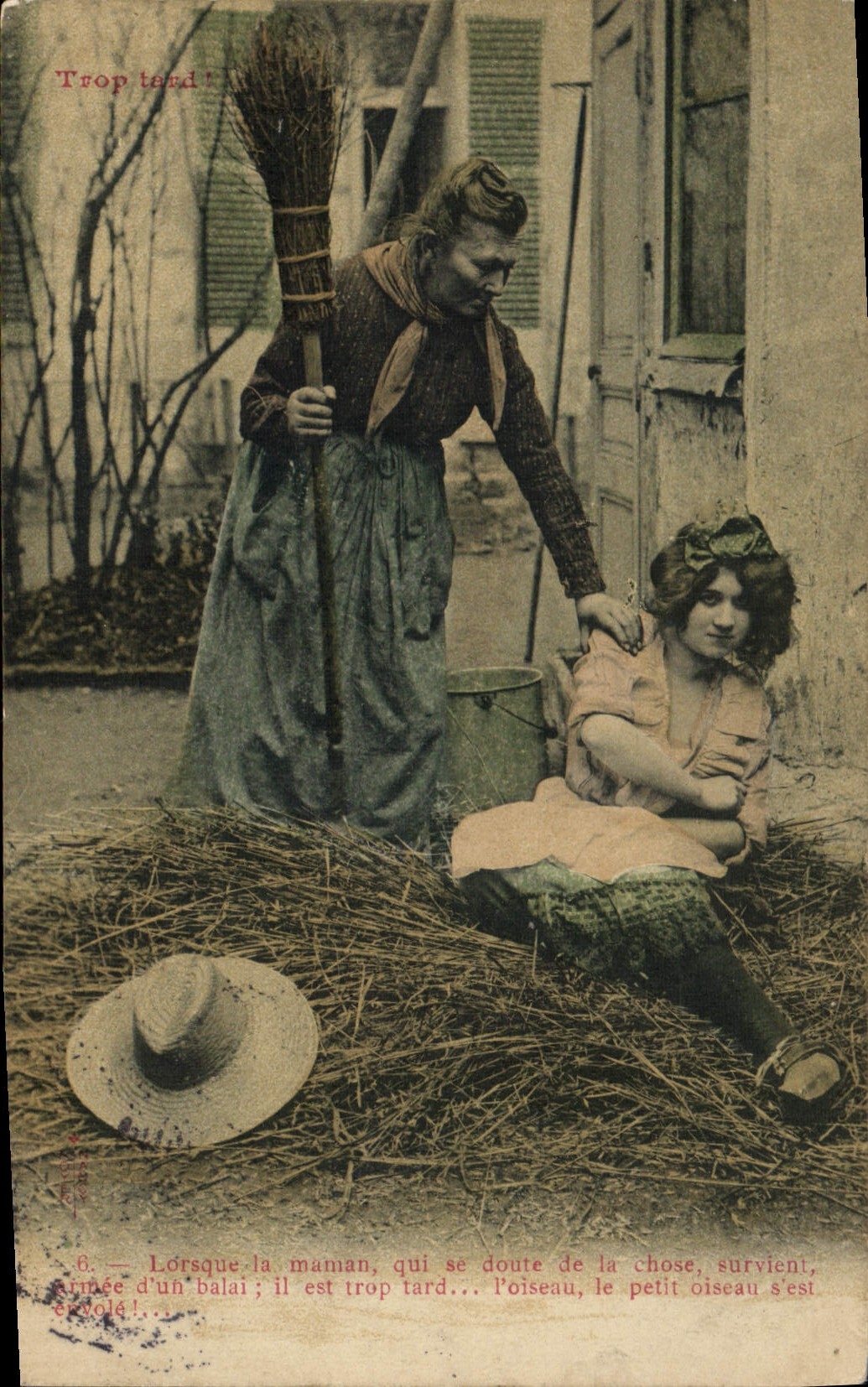 Mamá y pequeño pájaro — escena de vida — Tarjeta postal editada por Carte Postale Stale