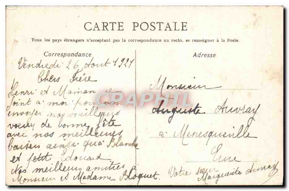 CPA Fantaisie Fleurs Auguste — Verso
