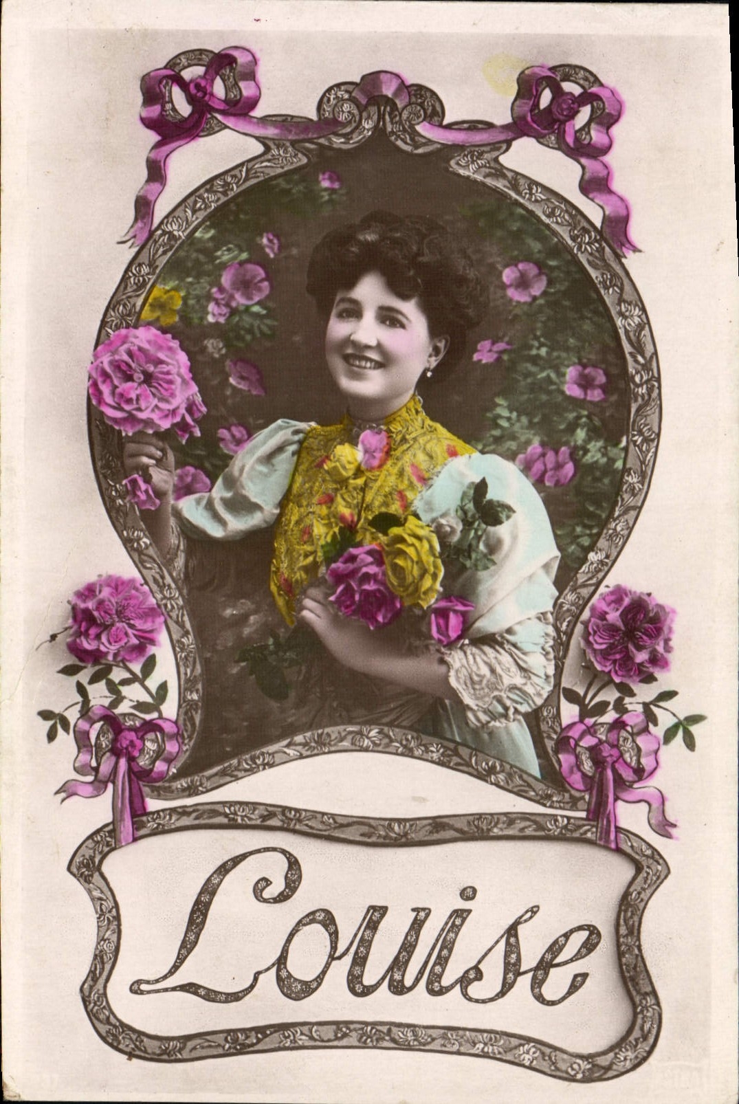Louise — Portrait féminin avec roses — Union Postale Universelle