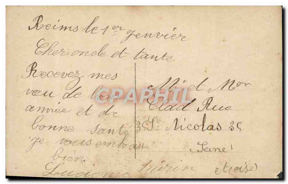 Jeune femme en robe colorée — Bonne Année — VERA, n° 107.A — Verso