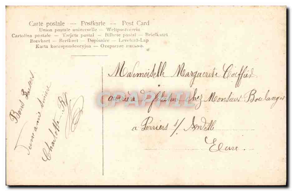 Femme dans une grande lettre ornée — éditeur M.18 — Verso