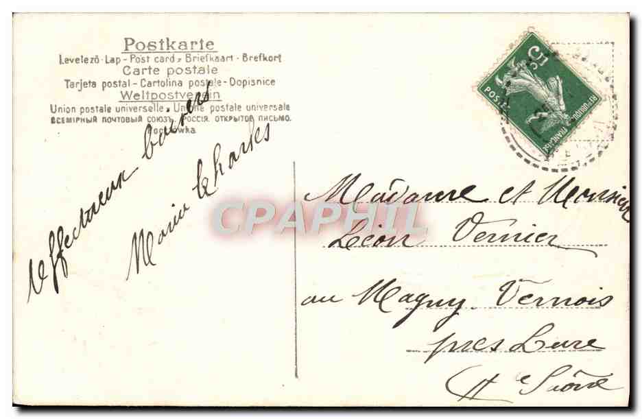 CPA Fantaisie Femme Ange Fer a cheval — Rückseite