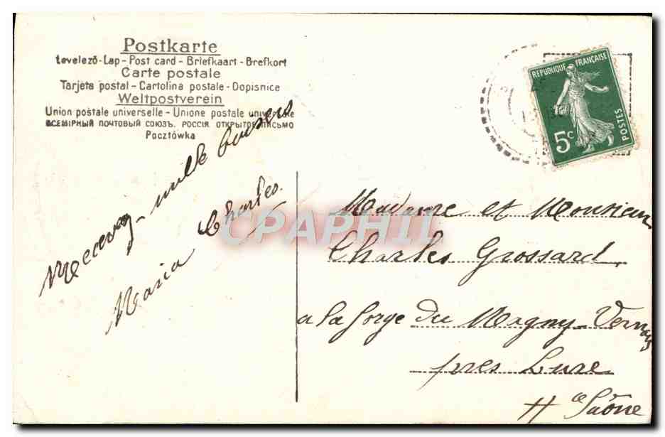 CPA Fantaisie Femme Ange Fer a cheval — Rückseite