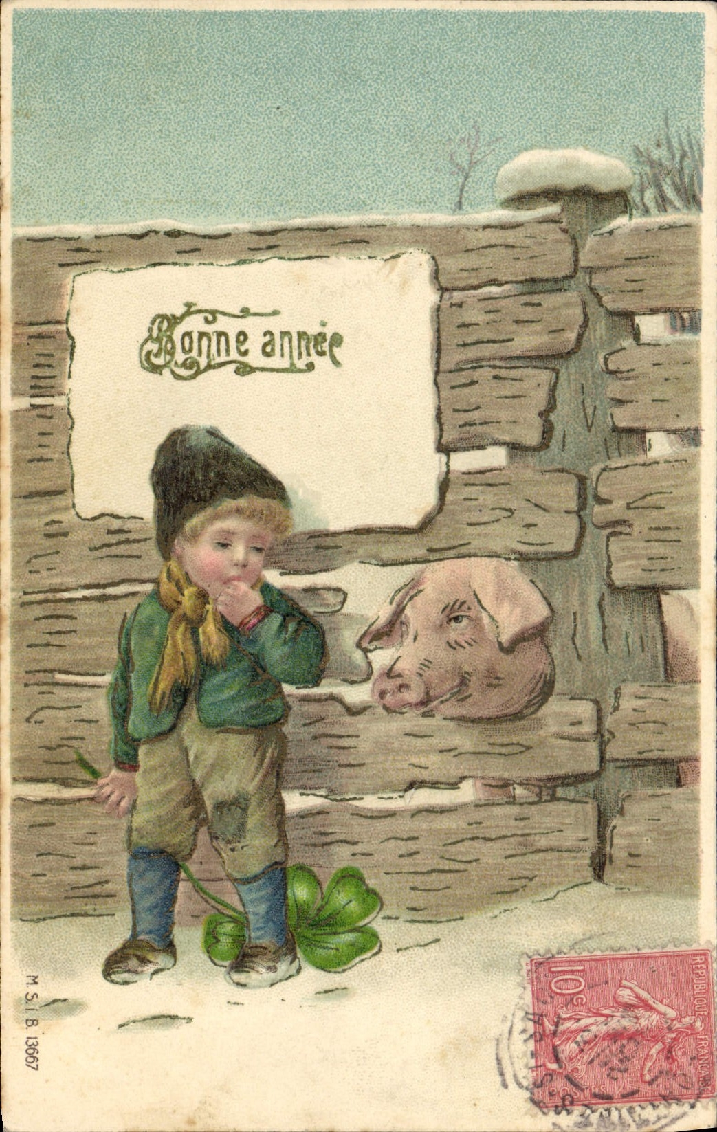 CPA Fantaisie Enfant Cochon 