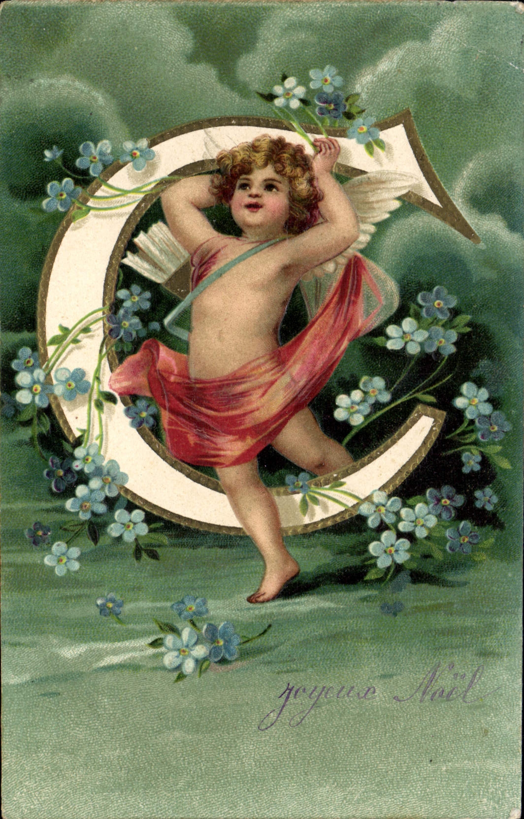 CPA Fantaisie Enfant Ange Lettre C