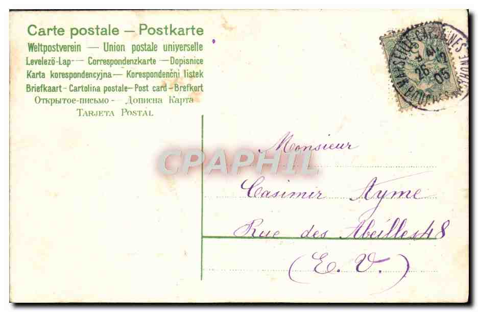 CPA Fantaisie Enfant Ange Lettre C — Rückseite