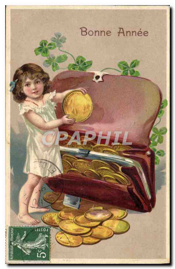 CPA Fantaisie Enfant Pieces de monnaie