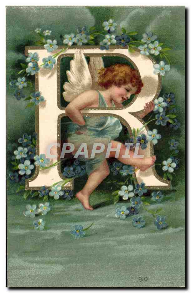 CPA Fantaisie Enfant Ange Lettre R