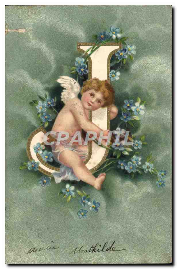 CPA Fantaisie Enfant Ange Lettre J