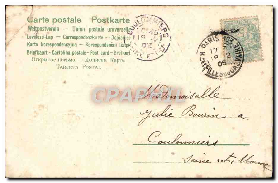 CPA Fantaisie Enfant Ange Lettre J — Rückseite