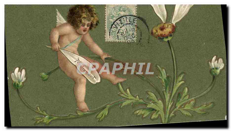 CPA Fantaisie Enfant Ange Fleurs 