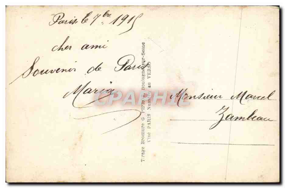 CPA Fantaisie Femme Avion Soldat Militaria — Rückseite