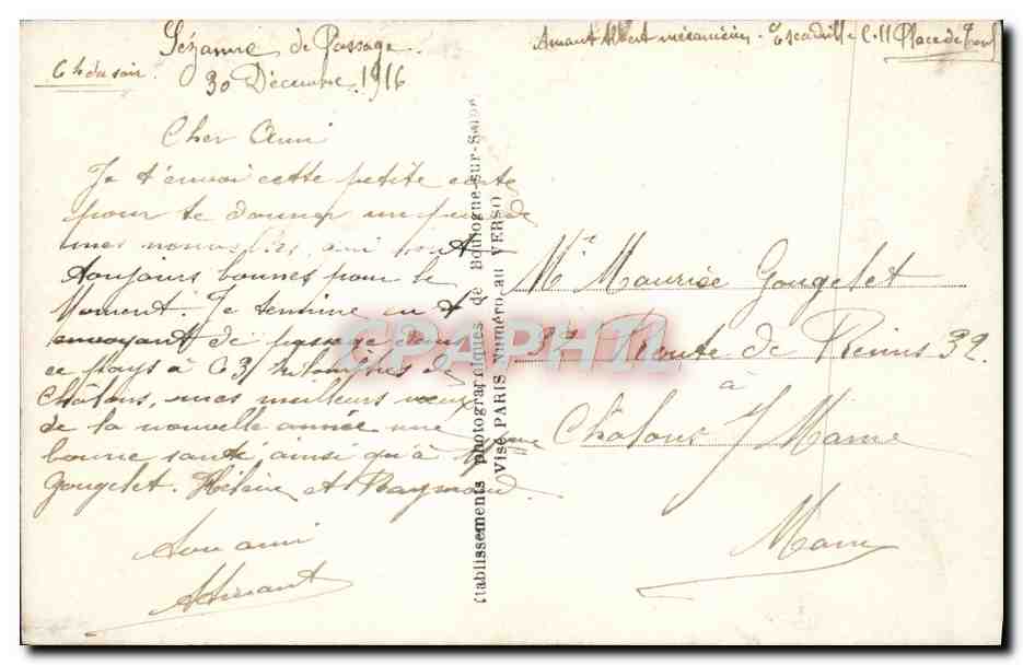 CPA Fantaisie Homme Soldat Militaria — Verso