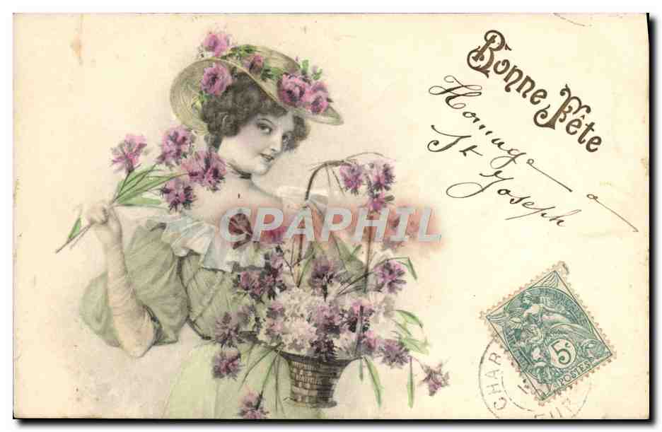 Femme avec bouquet de fleurs — Saluts des fleurs — A. S. Serie b