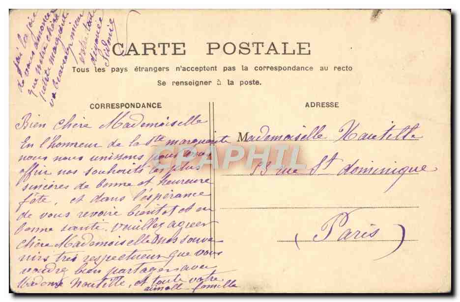 CPA Fantaisie Fleurs Hirondelle — Verso