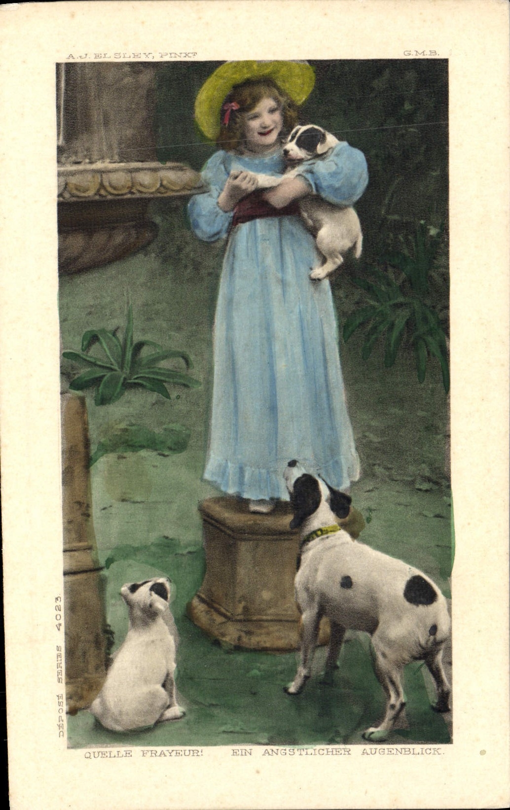 Fille avec un chiot — A.J. Elsley, Pink? — G.M.B. — n° 3204