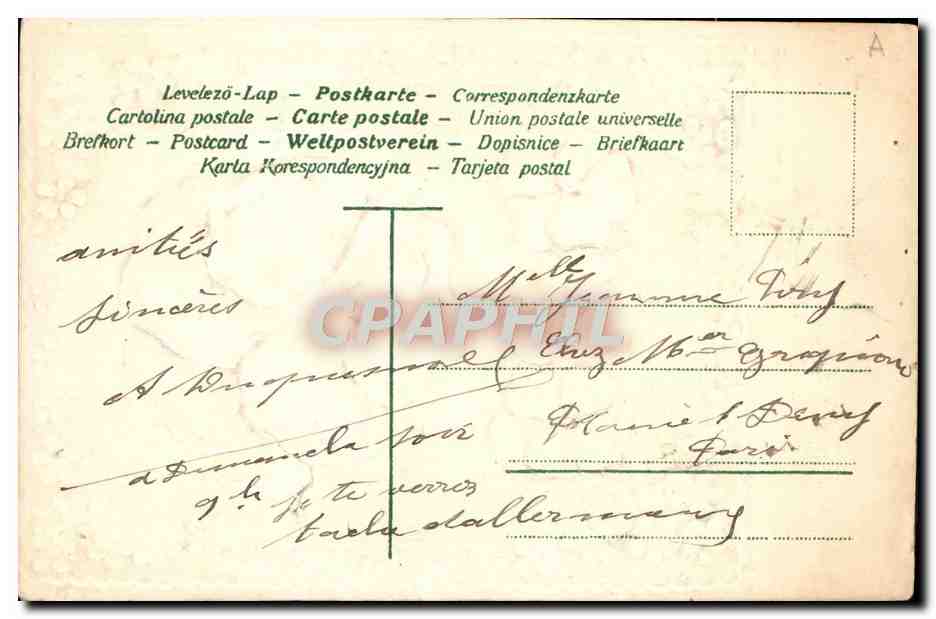 CPA Fantaisie Fleurs — Rückseite
