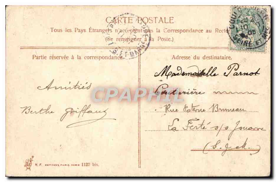 CPA Fantaisie Fleur Rose — Rückseite