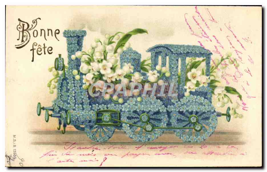 Train décoré de muguet — Bonne fête — M.S.B 13569