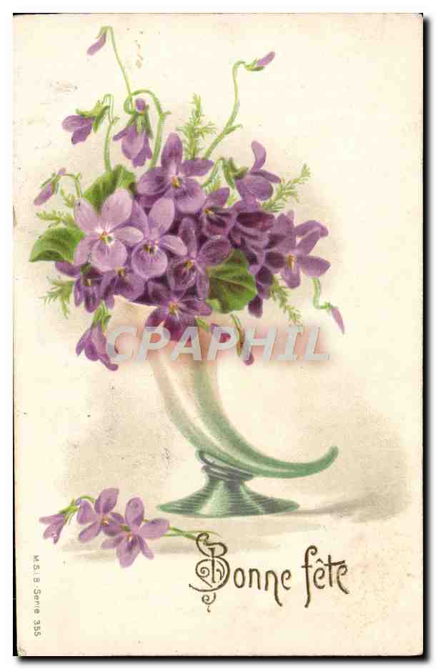 CPA Fantaisie Fleurs Corne d'abondance