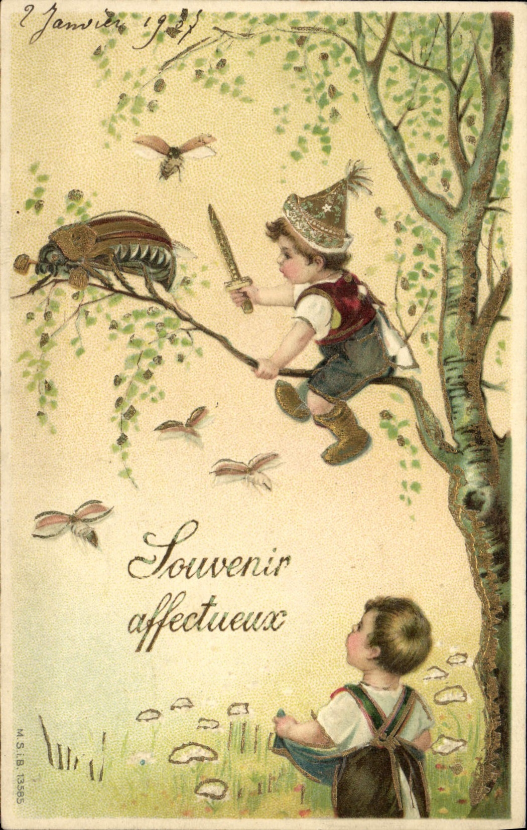 CPA Fantaisie Enfants Insecte Cafard