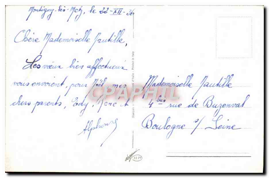 CPA Fantaisie Noel — Rückseite
