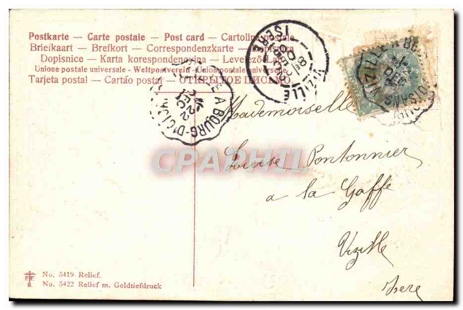 CPA Fantaisie Noel Ange Biche  — Rückseite