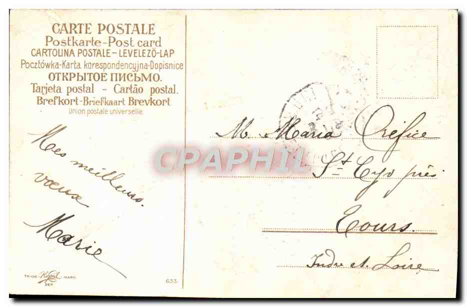 CPA Fantaisie Fleurs Colombe Canon Trefle — Verso