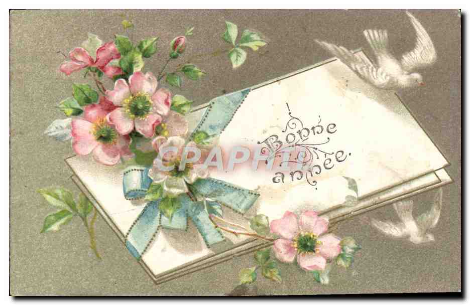 CPA Fantaisie Fleurs Colombe 
