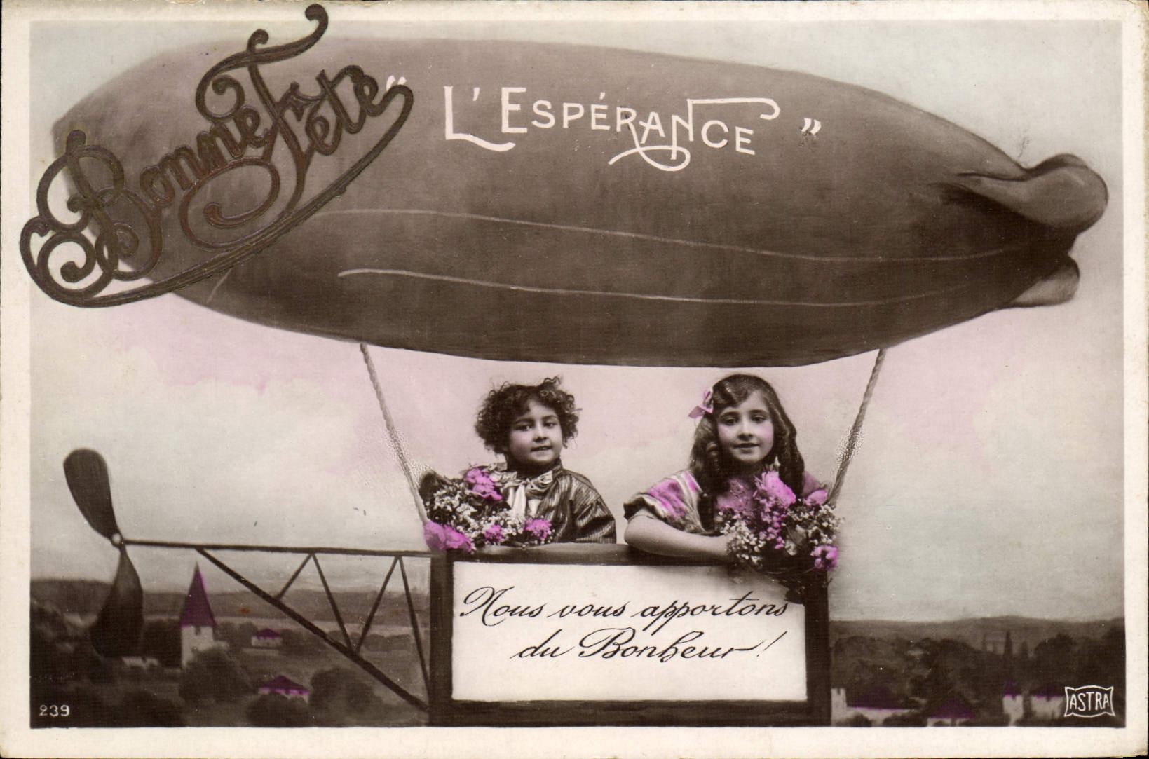 CPA Fantaisie Enfants Dirigeale Zeppelin L'Esperance