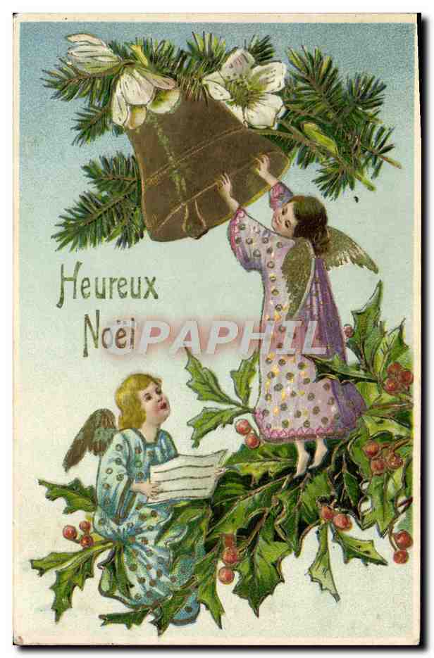 CPA Fantaisie Ange Anges Cloche 