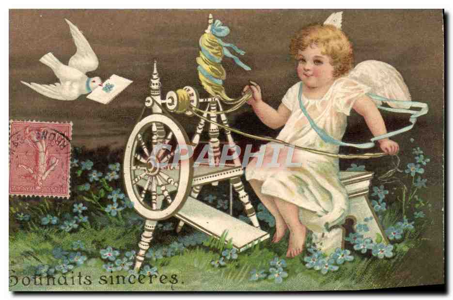 CPA Fantaisie Ange Anges Colombe 