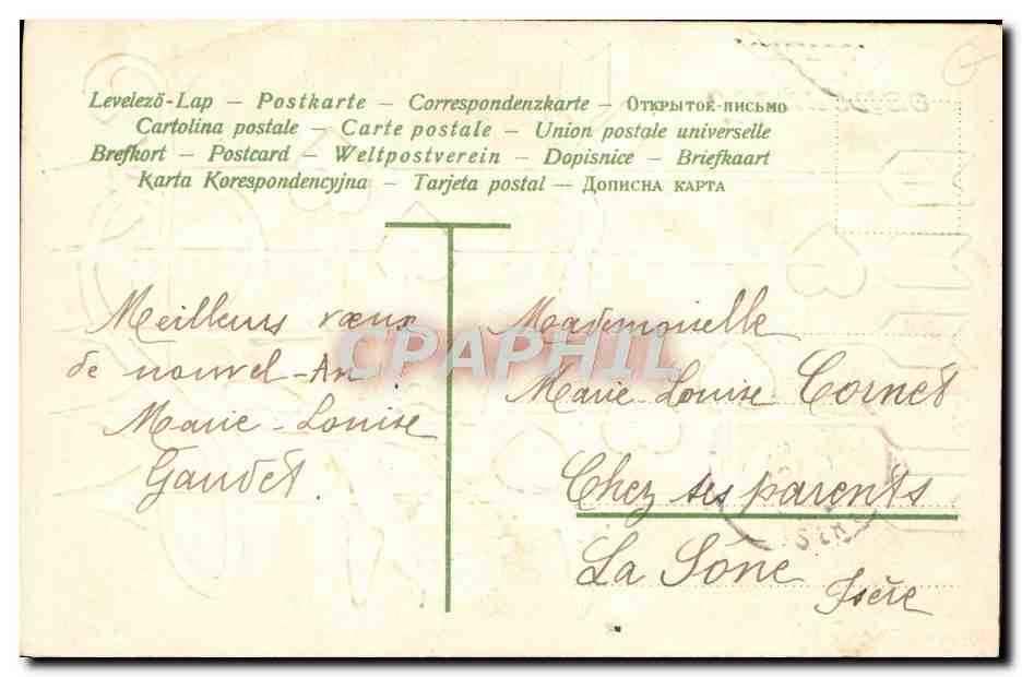 Cupidon sur portée musicale — cœur et flèches — texte 'Heureuse année.' — Reverso
