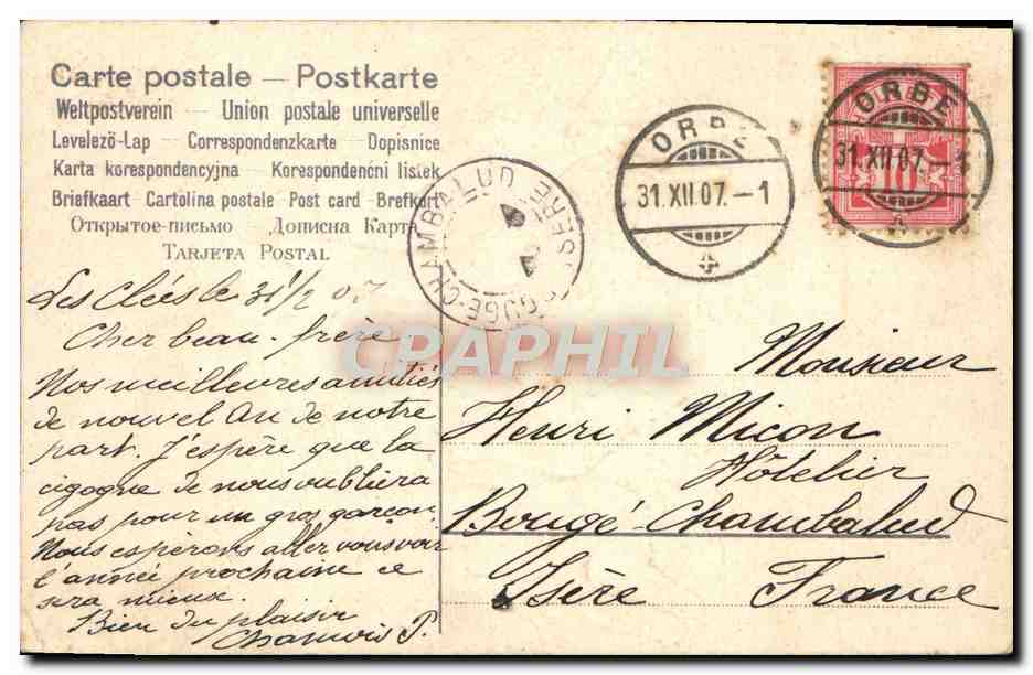 CPA Fantaisie Enfants Bebe Cigogne  — Rückseite