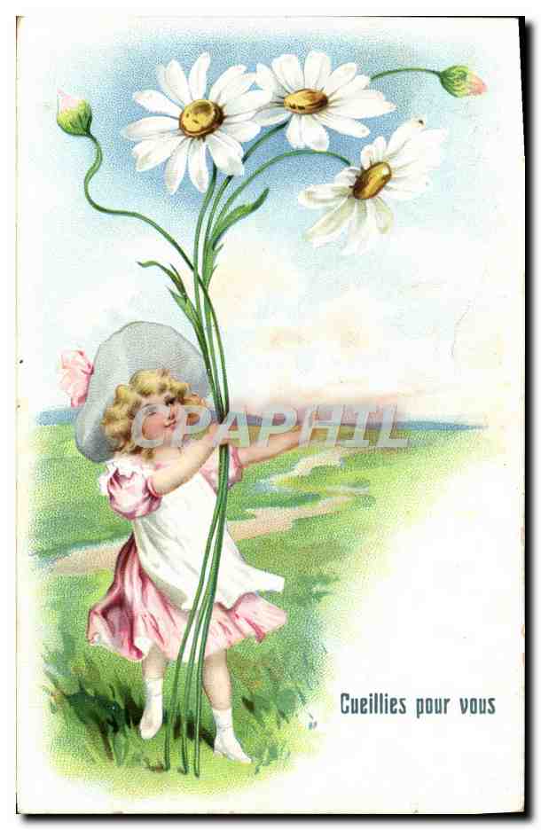 CPA Fantaisie Enfant Fleurs