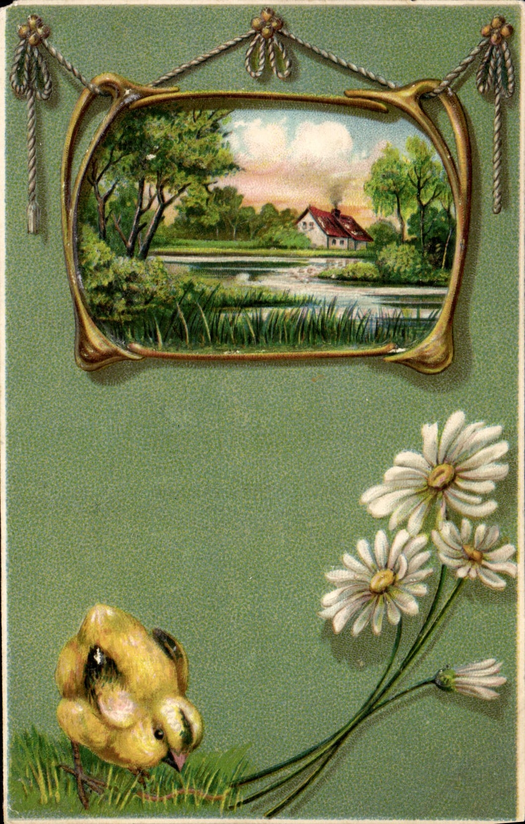 CPA Fantaisie Fleurs Poussins