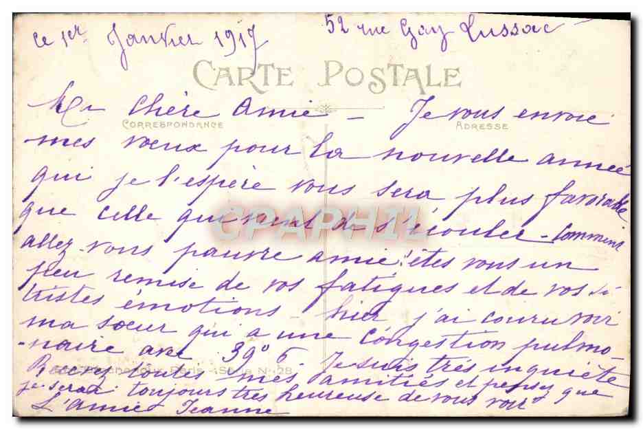 CPA Fantaisie Bonne annee — Rückseite