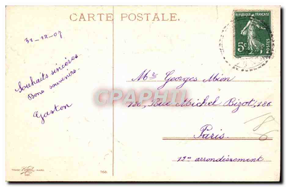 CPA Fantaisie Bonne annee Moulin a vent — Rückseite