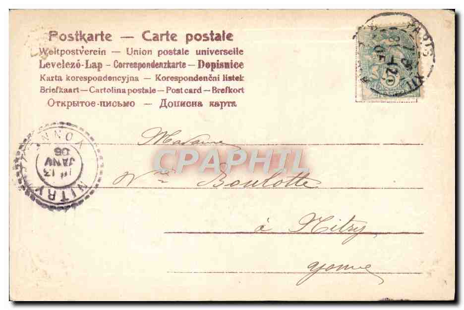 CPA Fantaisie Fleurs Papillon — Back