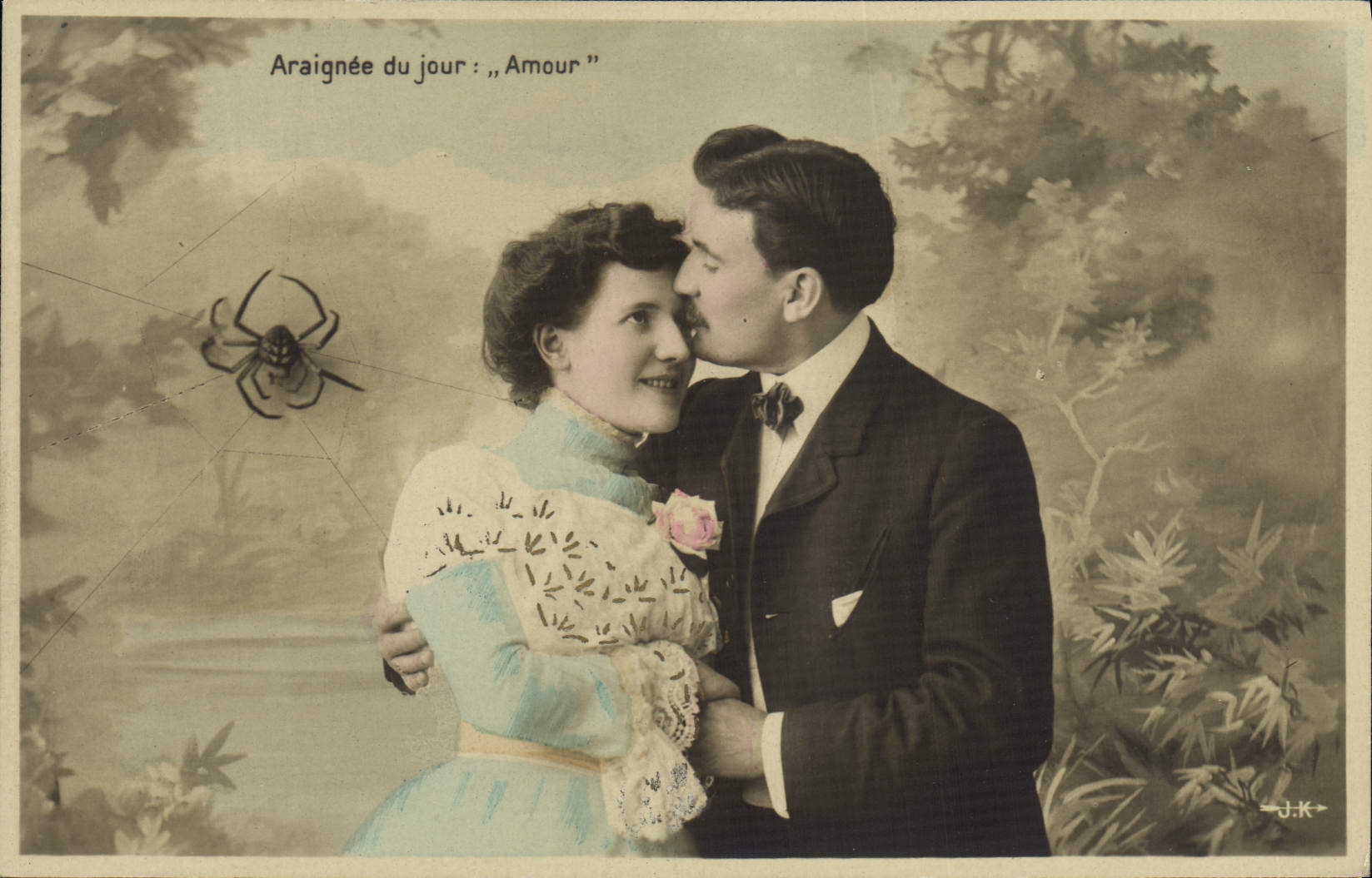 CPA Fantaisie Femme Araignee