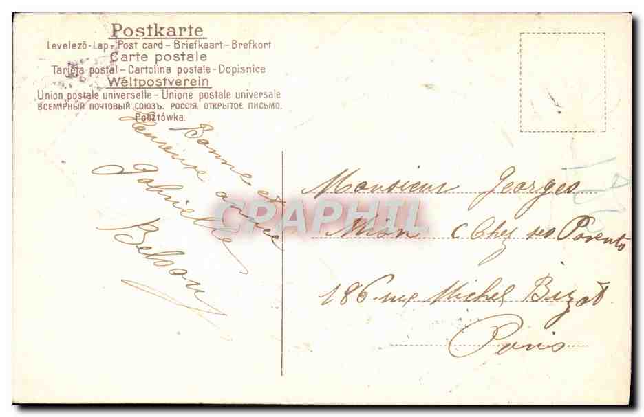 CPA Fantaisie Fleurs Fer a cheval Trefle — Verso