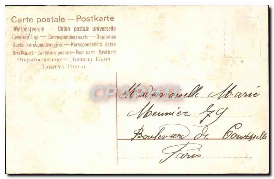 CPA Fantaisie Fleurs Enfant Fer a cheval Bebe — Rückseite