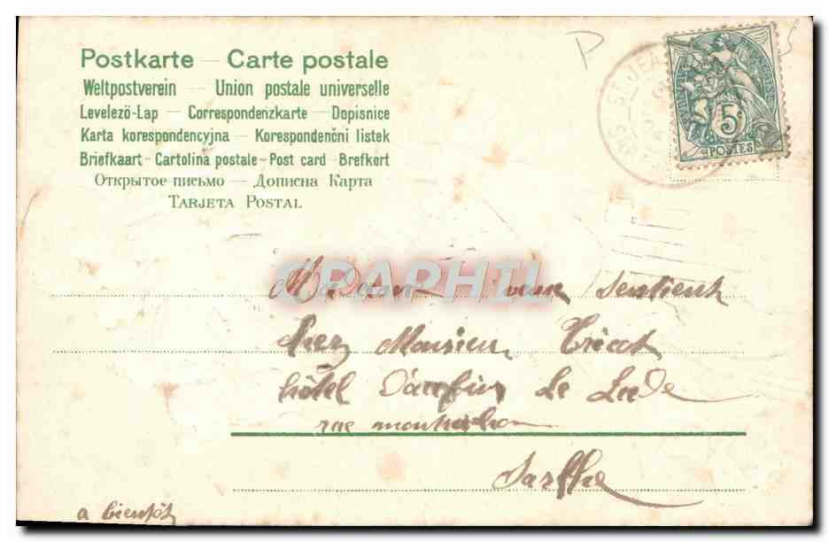 CPA Fantaisie Femme Chat Chaton  — Rückseite