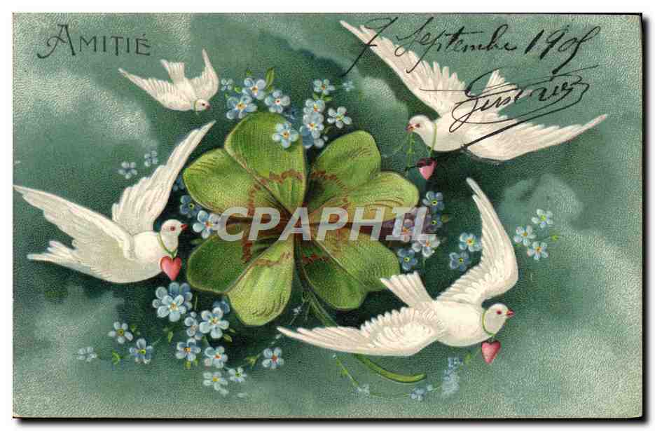 CPA Fantaisie Fleurs Trefle Colombes